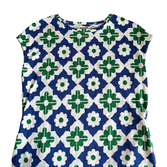 Boden Leah Green and Blue Geometric Pattern Jersey T-Shirt Dress Women’s Size 6 - Picture 3 of 9